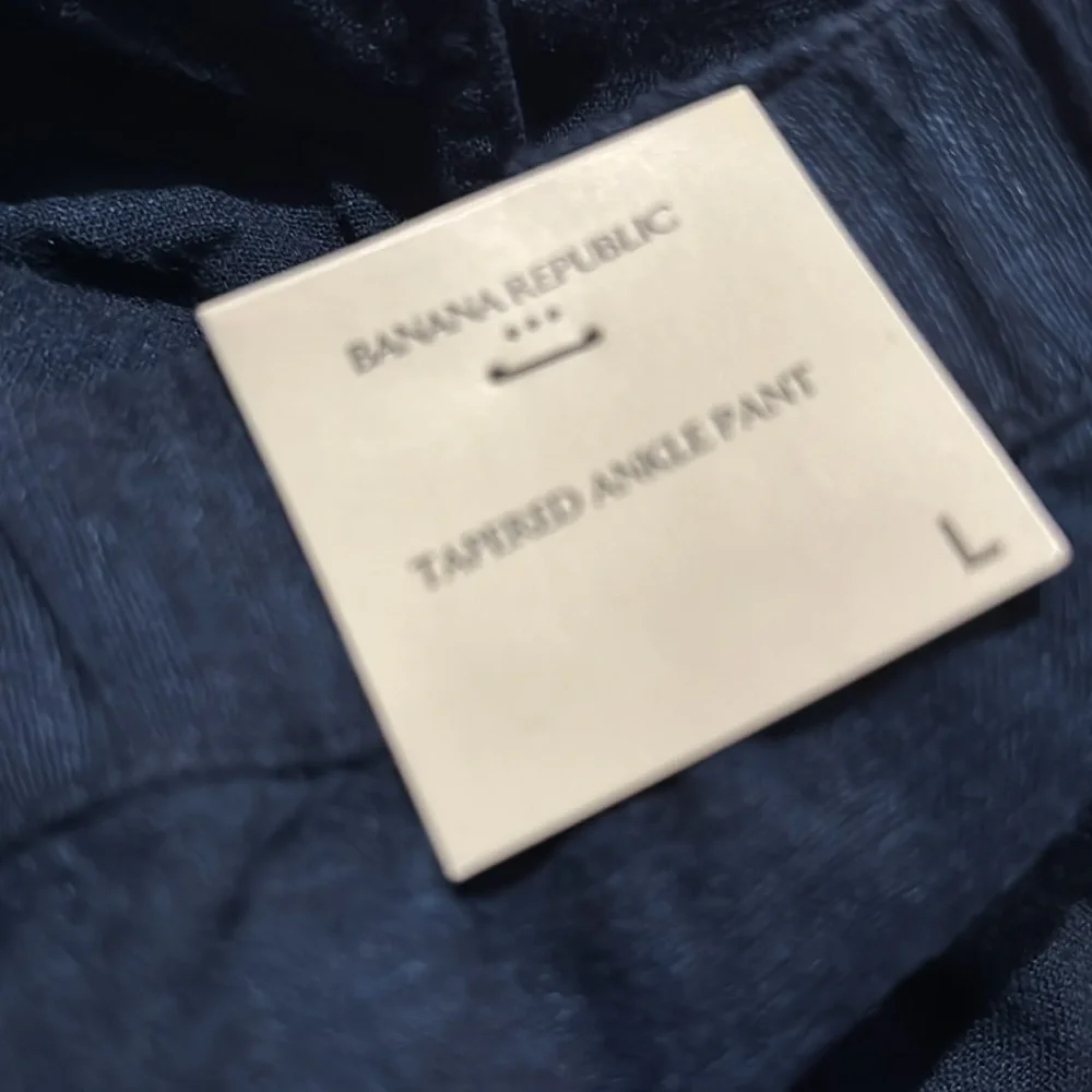 NWT! Banana Republic Navy Tapered Linen-Blend Pull-On Pant - 706574🩷